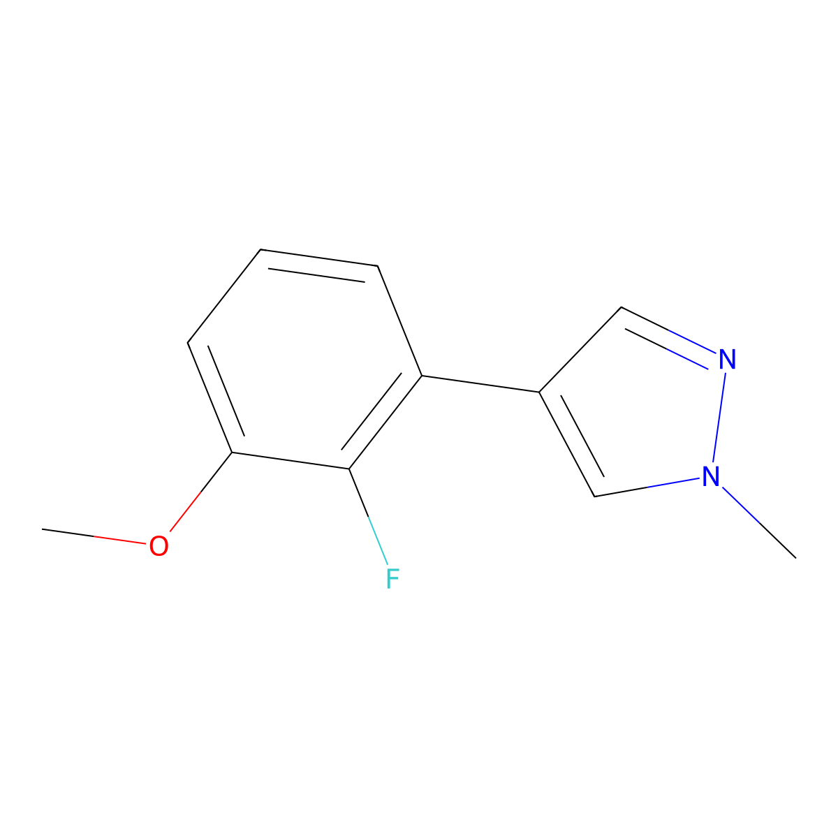 4-(2-fluoro-3-methoxyphenyl)-1-methyl-1H-pyrazole molecular structure, CAS 2172133-86-5