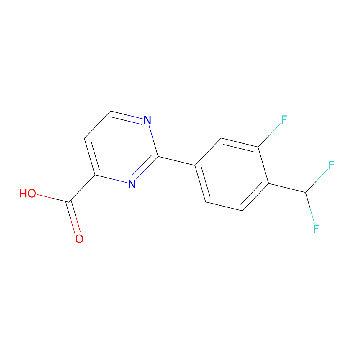 2-[4-(Difluoromethyl)-3-fluorophenyl]pyrimidine-4-carboxylic acid molecular structure, CAS 2172136-87-5