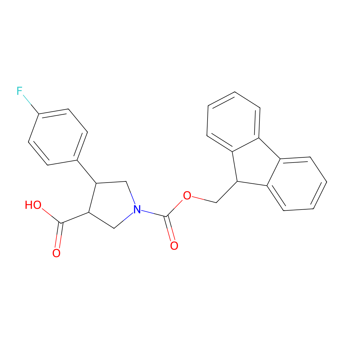 1-{[(9H-fluoren-9-yl)methoxy]carbonyl}-4-(4-fluorophenyl)pyrrolidine-3-carboxylic acid molecular structure, CAS 2172138-25-7