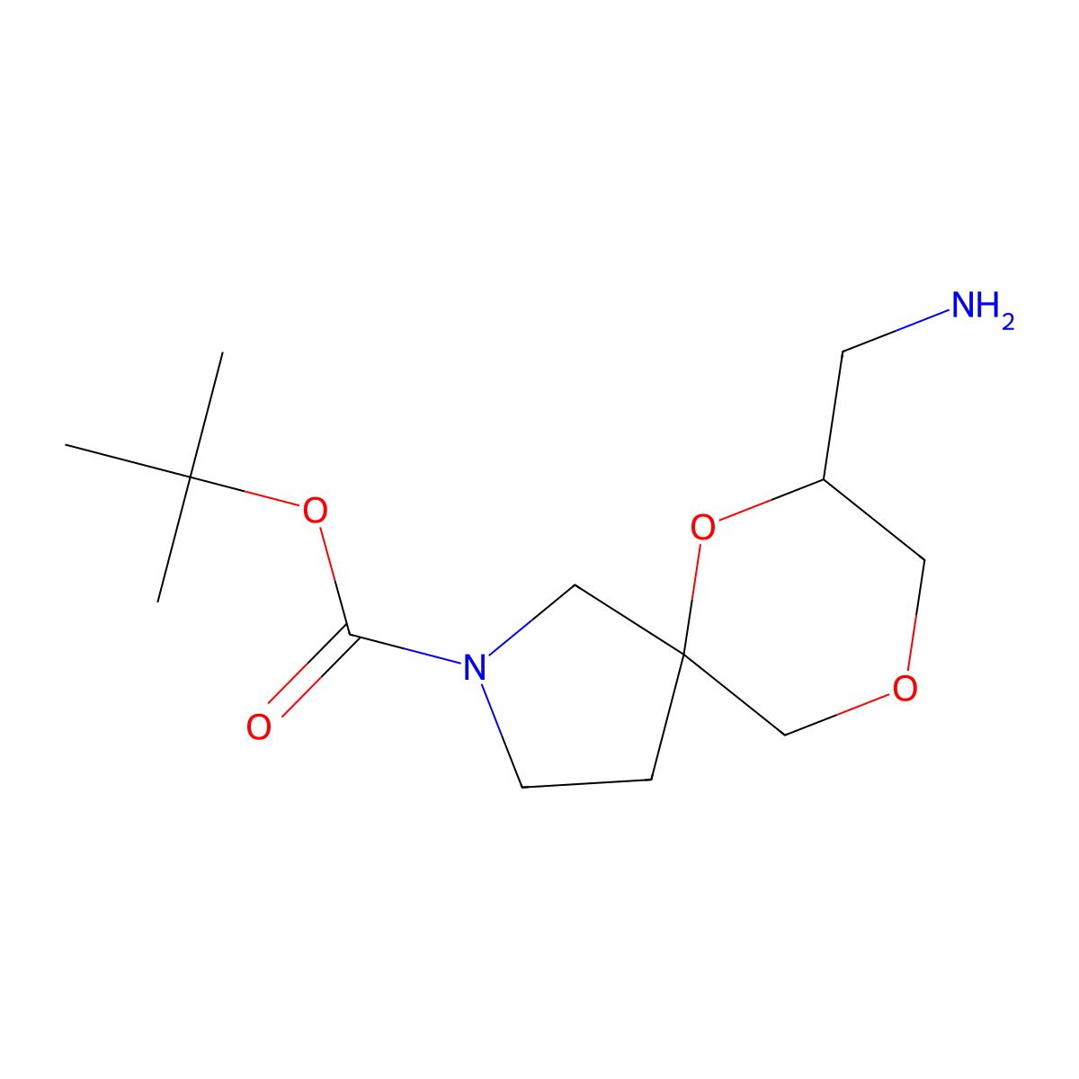 Tert-butyl 7-(aminomethyl)-6,9-dioxa-2-azaspiro[4.5]decane-2-carboxylate molecular structure, CAS 2172139-98-7