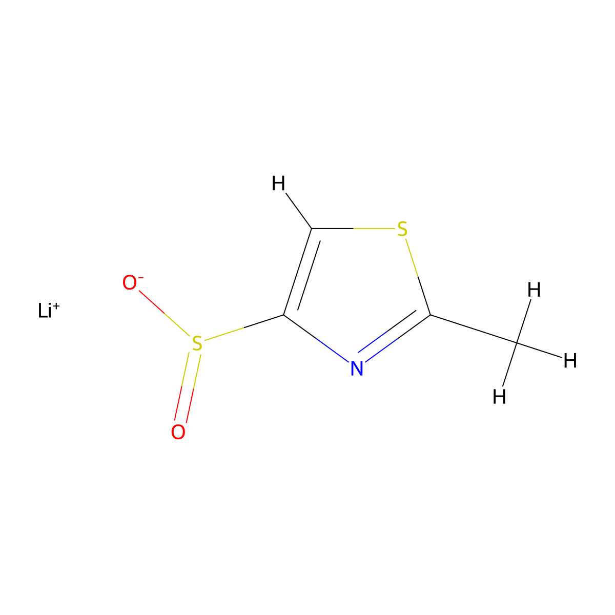 Lithium(1+) 2-methyl-1,3-thiazole-4-sulfinate molecular structure, CAS 2172154-05-9