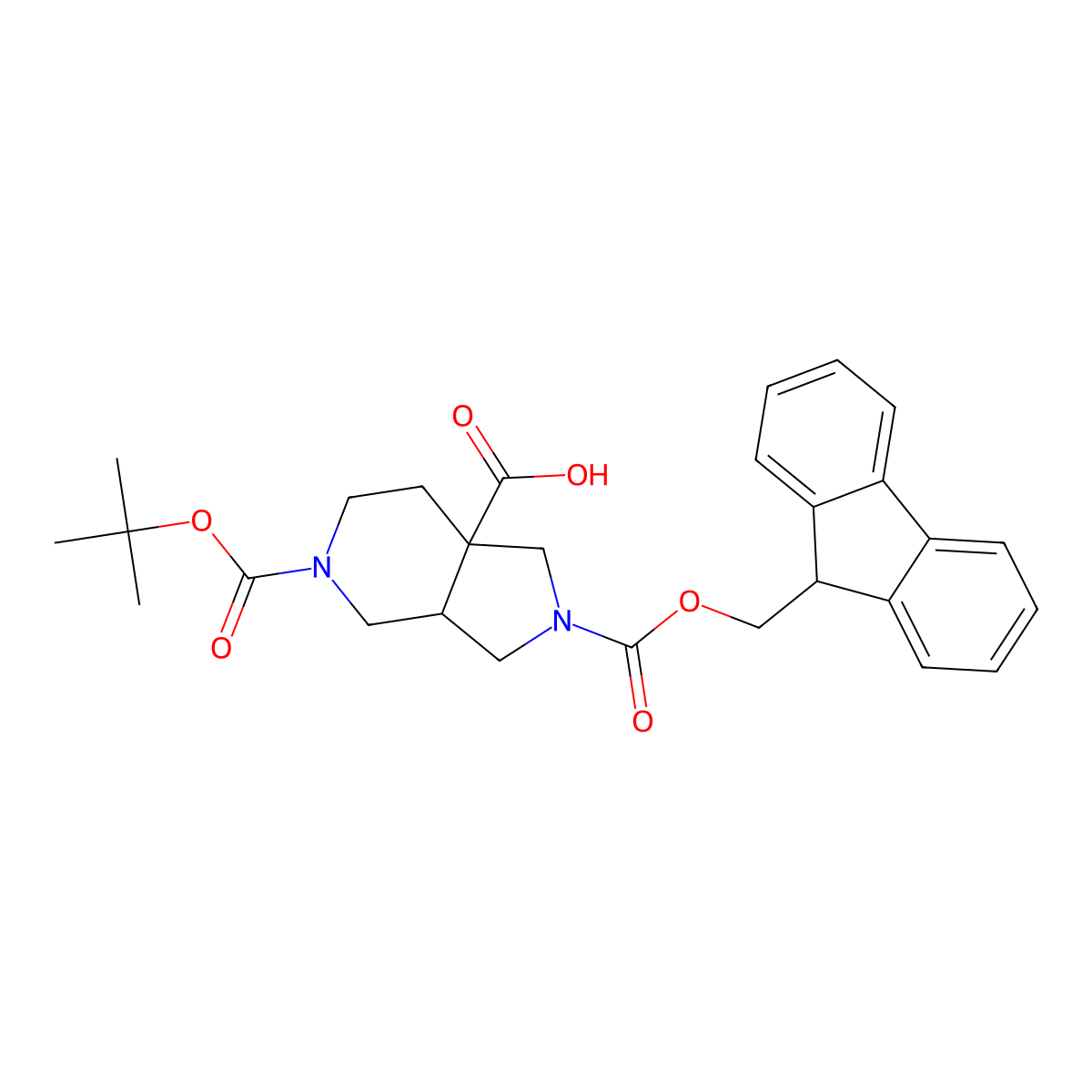 5-[(tert-butoxy)carbonyl]-2-[(9H-fluoren-9-ylmethoxy)carbonyl]-octahydro-1H-pyrrolo[3,4-c]pyridine-7a-carboxylicacid molecular structure, CAS 2172154-85-5