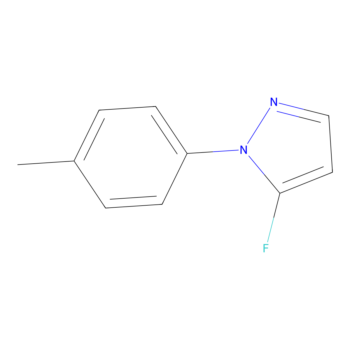 5-fluoro-1-(4-methylphenyl)-1H-pyrazole molecular structure, CAS 2172155-69-8