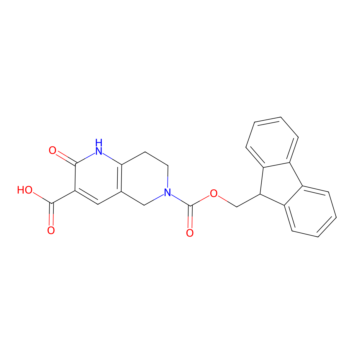 6-{[(9H-fluoren-9-yl)methoxy]carbonyl}-2-oxo-1,2,5,6,7,8-hexahydro-1,6-naphthyridine-3-carboxylic acid molecular structure, CAS 2172156-49-7