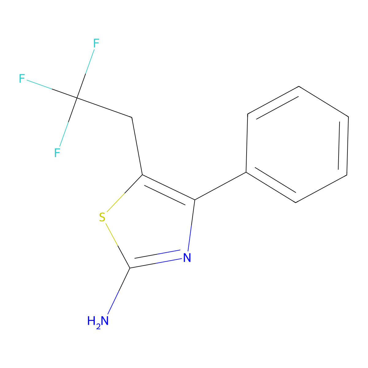 4-Phenyl-5-(2,2,2-trifluoroethyl)-1,3-thiazol-2-amine molecular structure, CAS 2172157-24-1