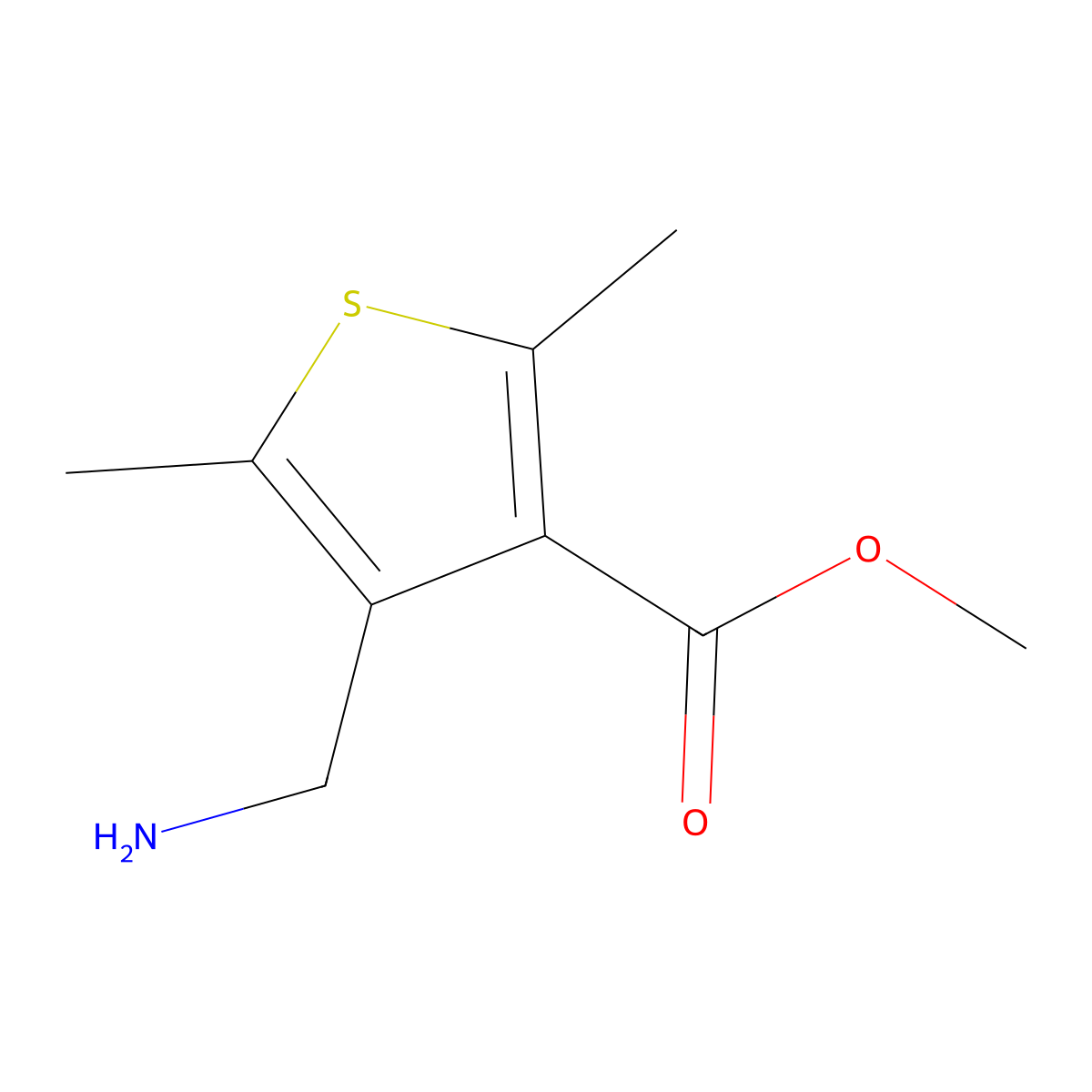 Methyl 4-(aminomethyl)-2,5-dimethylthiophene-3-carboxylate molecular structure, CAS 2172157-63-8