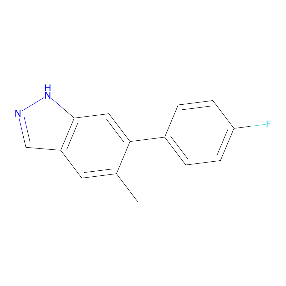 6-(4-fluorophenyl)-5-methyl-1H-indazole molecular structure, CAS 2172157-64-9