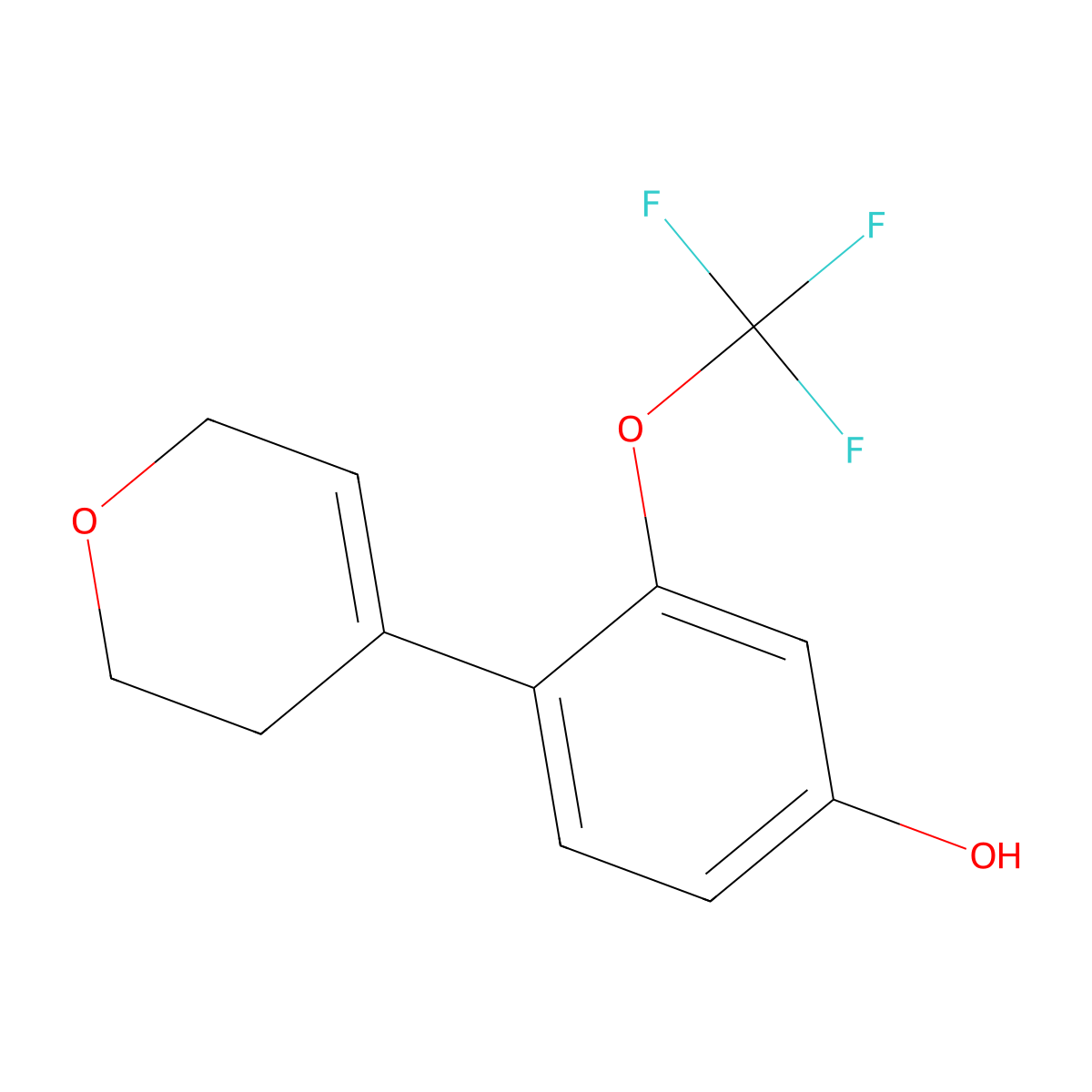4-(3,6-dihydro-2H-pyran-4-yl)-3-(trifluoromethoxy)phenol molecular structure, CAS 2172157-75-2