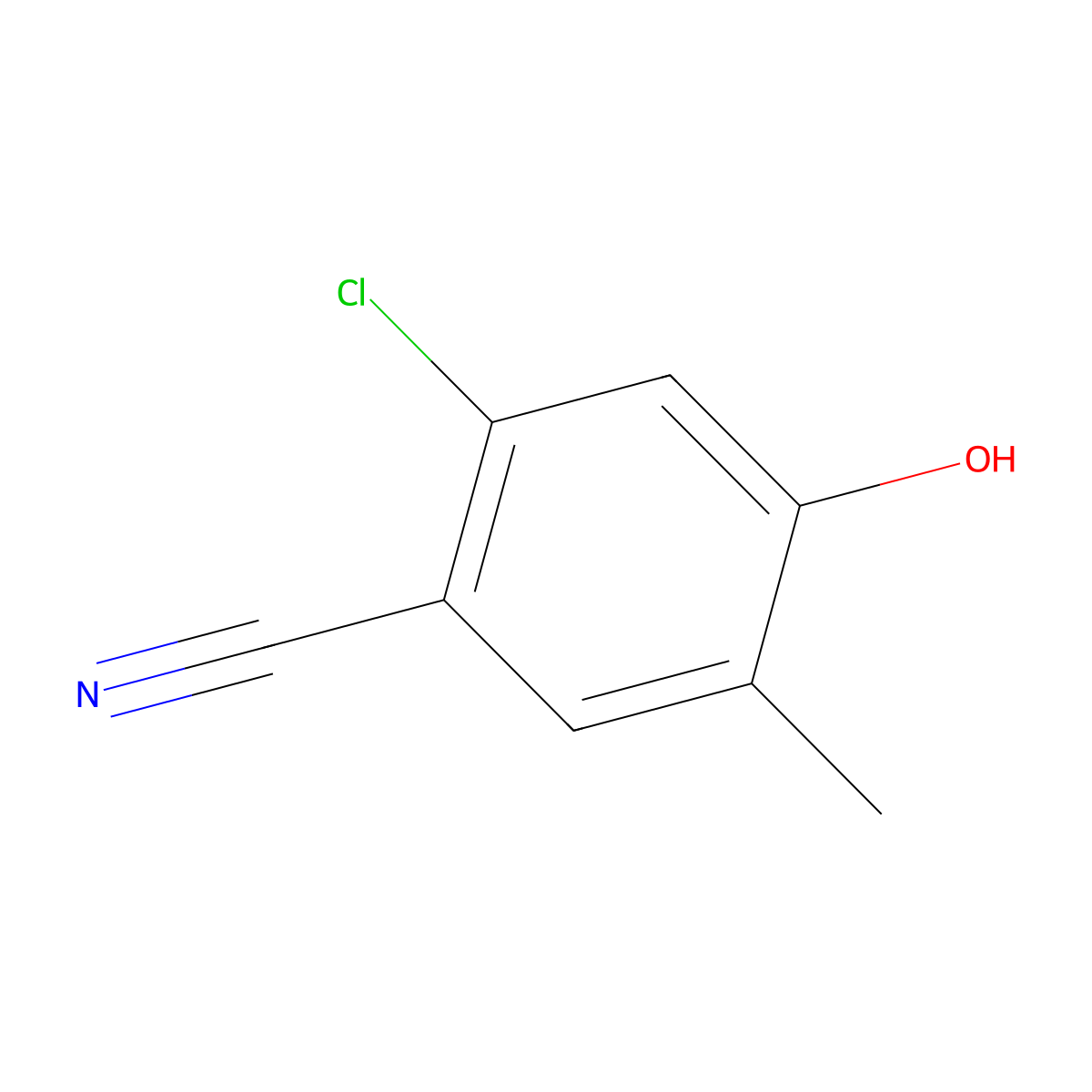 2-Chloro-4-hydroxy-5-methylbenzonitrile molecular structure, CAS 2172158-37-9