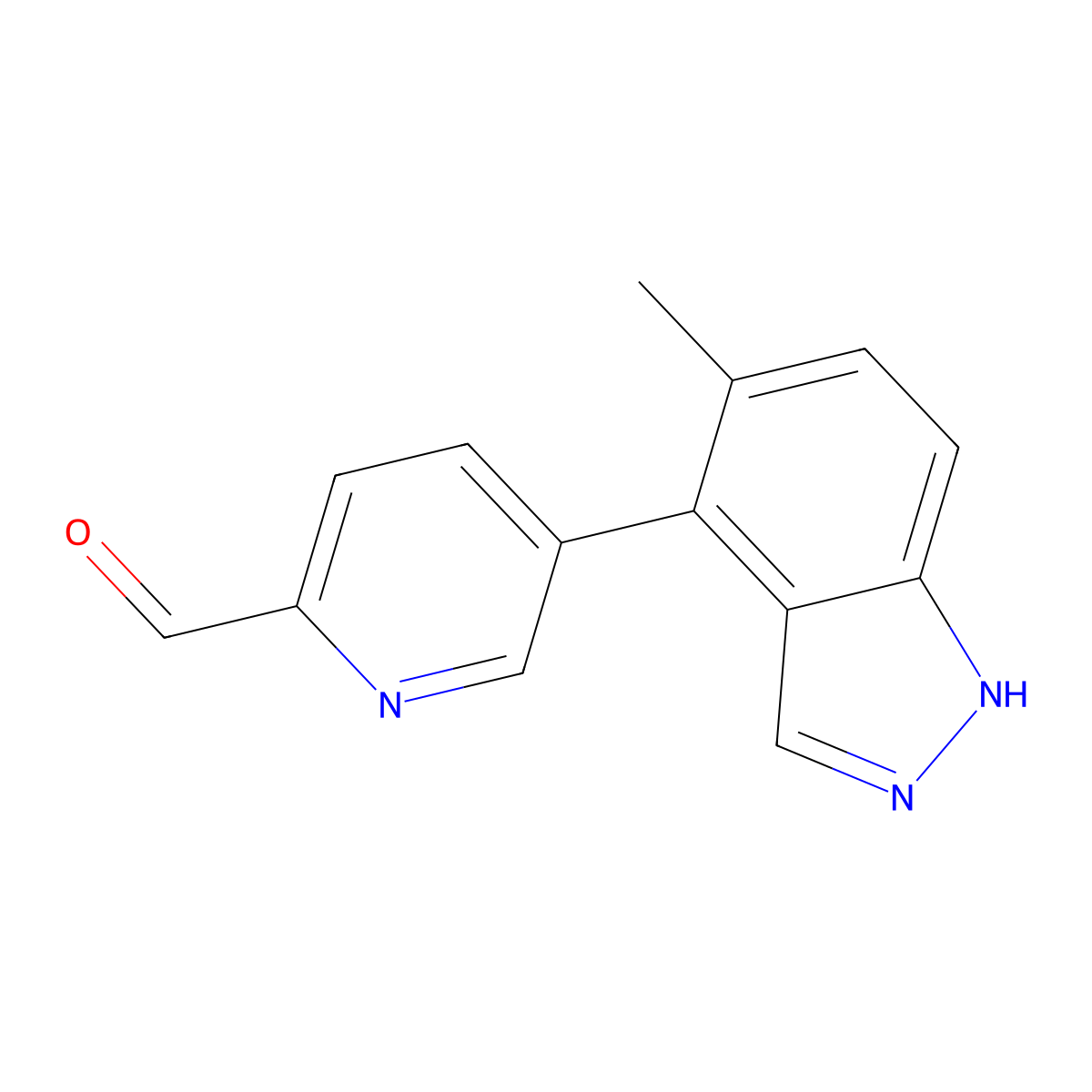 5-(5-methyl-1H-indazol-4-yl)pyridine-2-carbaldehyde molecular structure, CAS 2172162-86-4