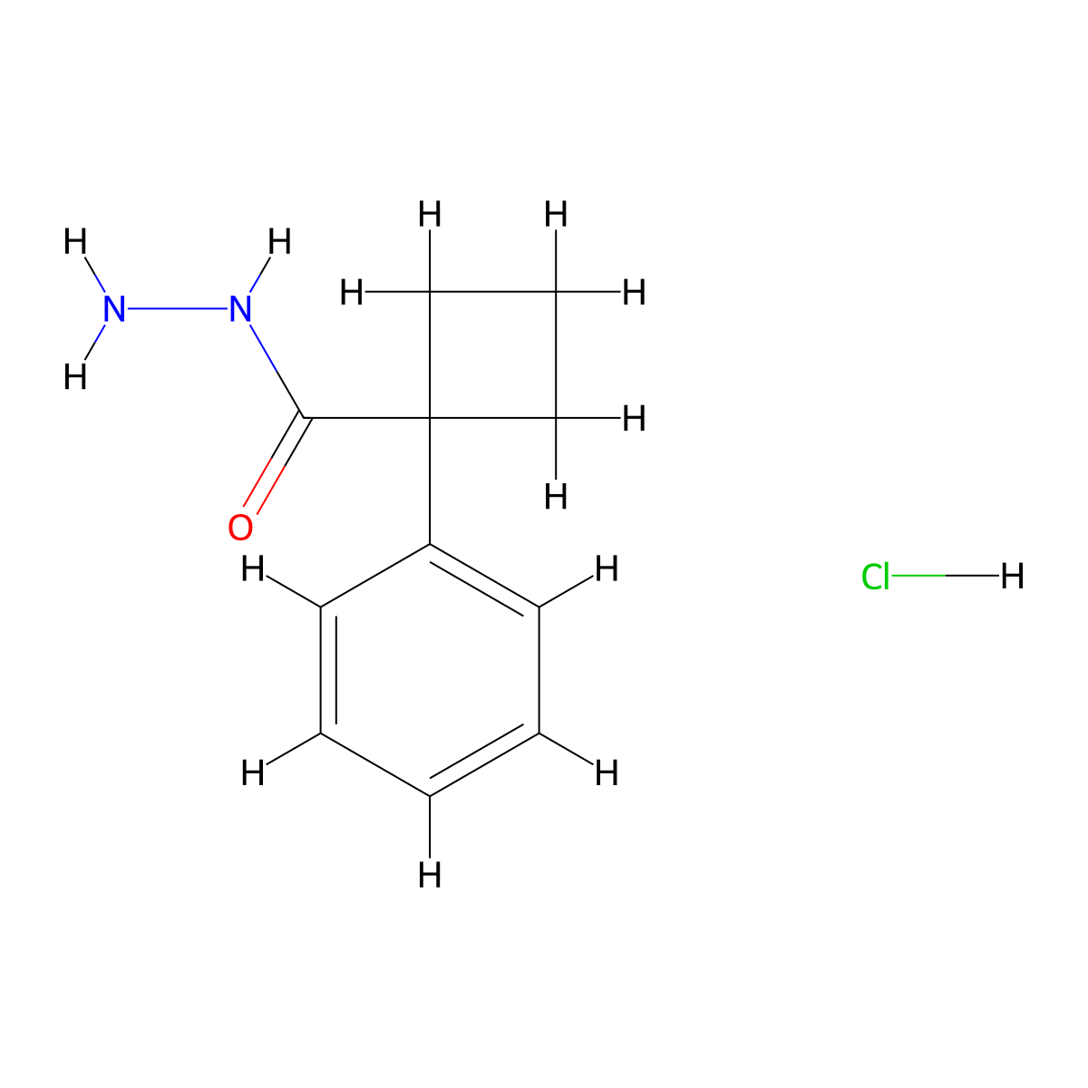 1-Phenylcyclobutane-1-carbohydrazide hydrochloride molecular structure, CAS 2172162-90-0