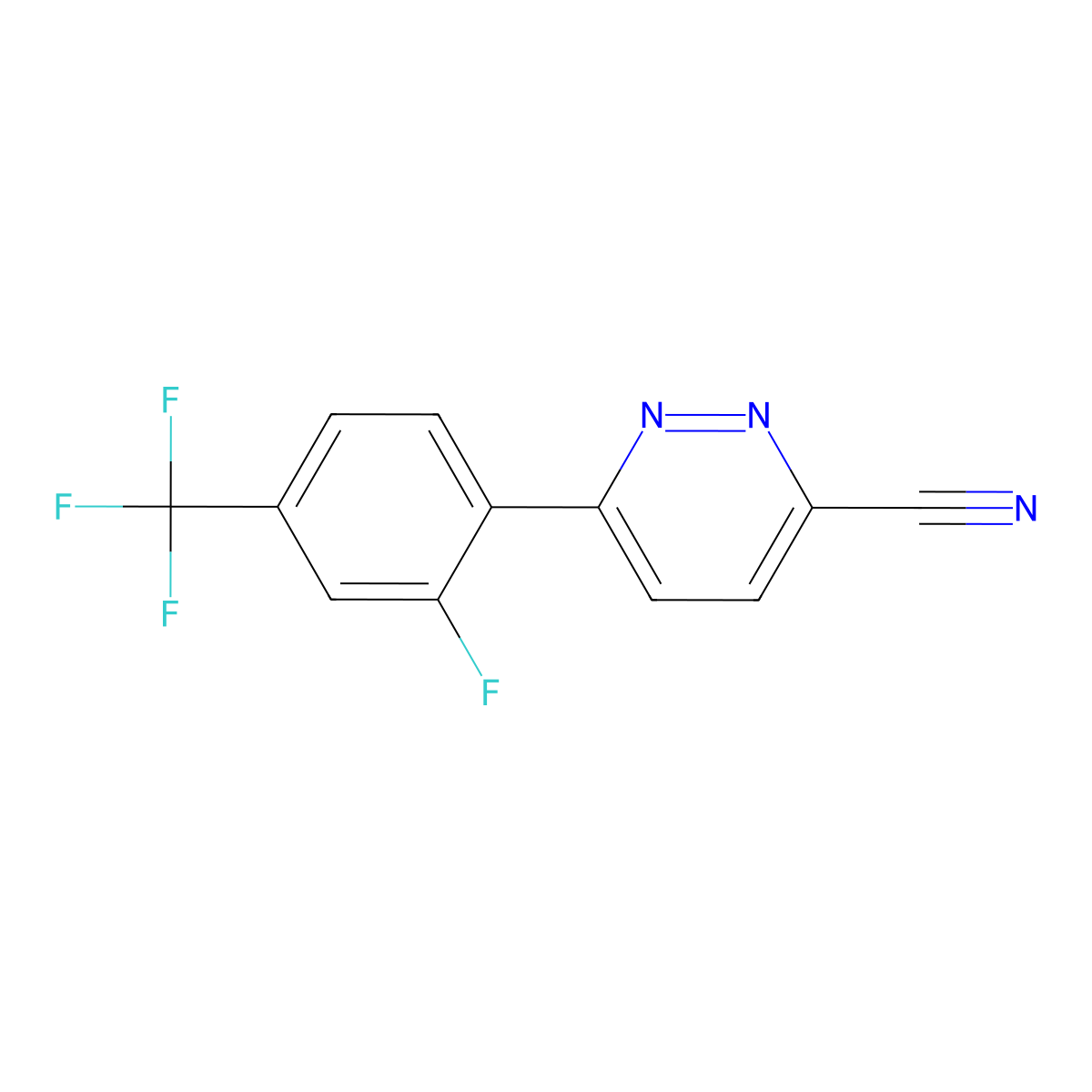 6-[2-Fluoro-4-(trifluoromethyl)phenyl]pyridazine-3-carbonitrile molecular structure, CAS 2172163-24-3