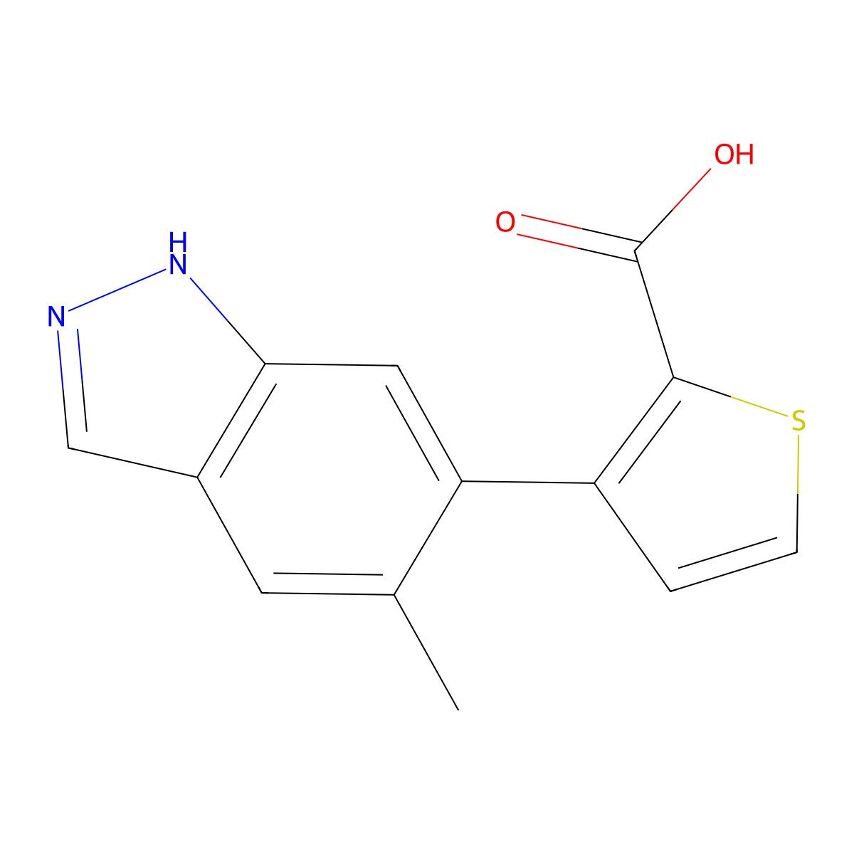 3-(5-methyl-1H-indazol-6-yl)thiophene-2-carboxylic acid molecular structure, CAS 2172163-33-4