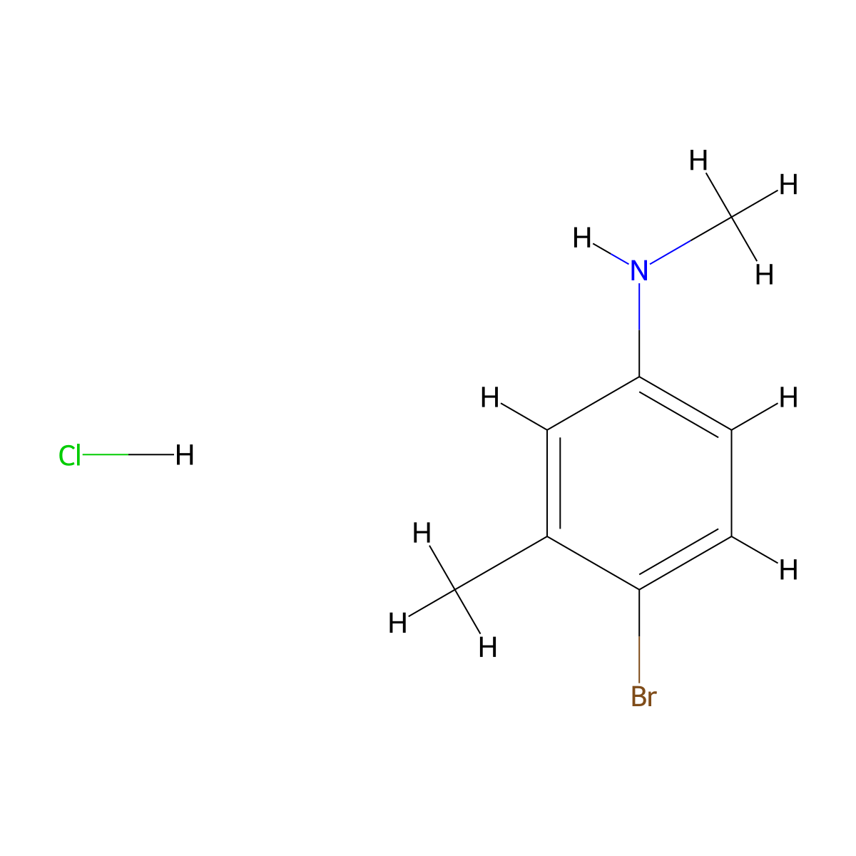 4-bromo-N,3-dimethylaniline hydrochloride molecular structure, CAS 2172169-19-4