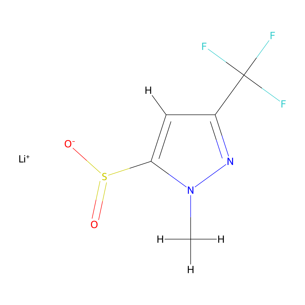 Lithium(1+) ion 1-methyl-3-(trifluoromethyl)-1h-pyrazole-5-sulfinate molecular structure, CAS 2172169-57-0