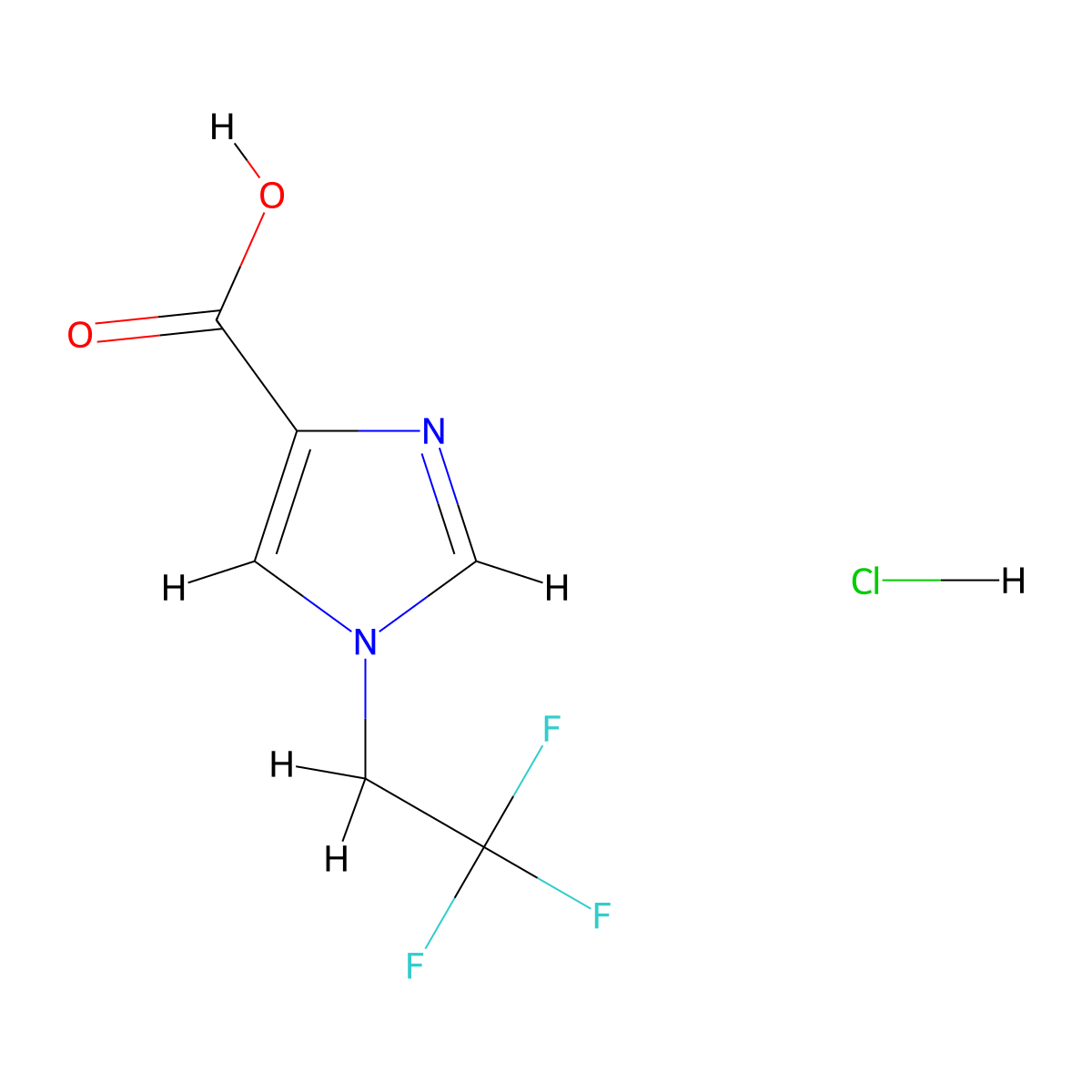 1-(2,2,2-trifluoroethyl)-1H-imidazole-4-carboxylic acid hydrochloride molecular structure, CAS 2172170-44-2