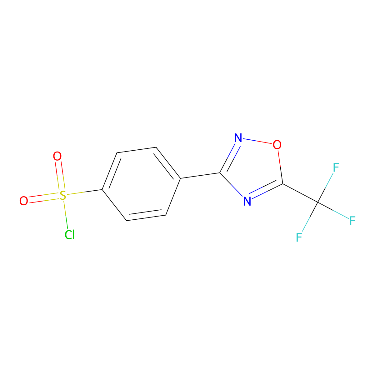 4-[5-(Trifluoromethyl)-1,2,4-oxadiazol-3-yl]benzene-1-sulfonyl chloride molecular structure, CAS 2172170-54-4
