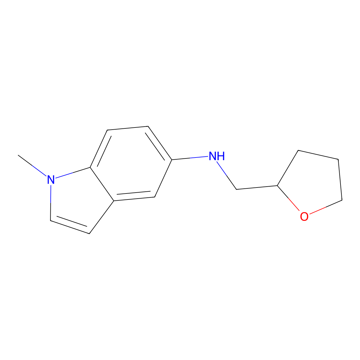 1-methyl-N-[(oxolan-2-yl)methyl]-1H-indol-5-amine molecular structure, CAS 2172172-99-3