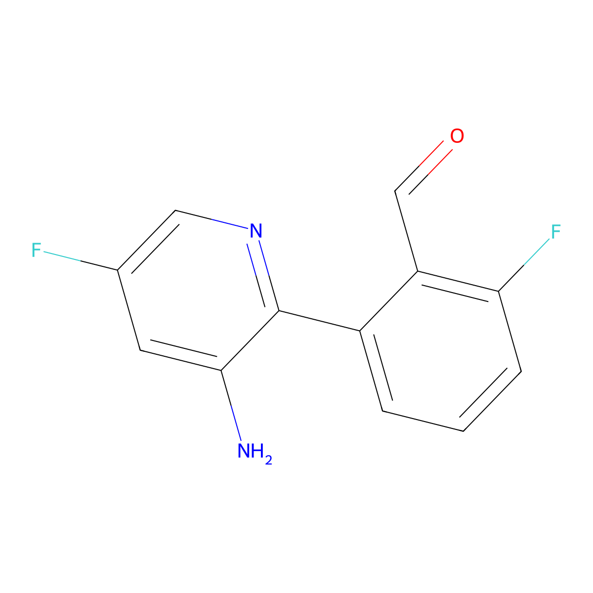 2-(3-Amino-5-fluoropyridin-2-yl)-6-fluorobenzaldehyde molecular structure, CAS 2172174-18-2
