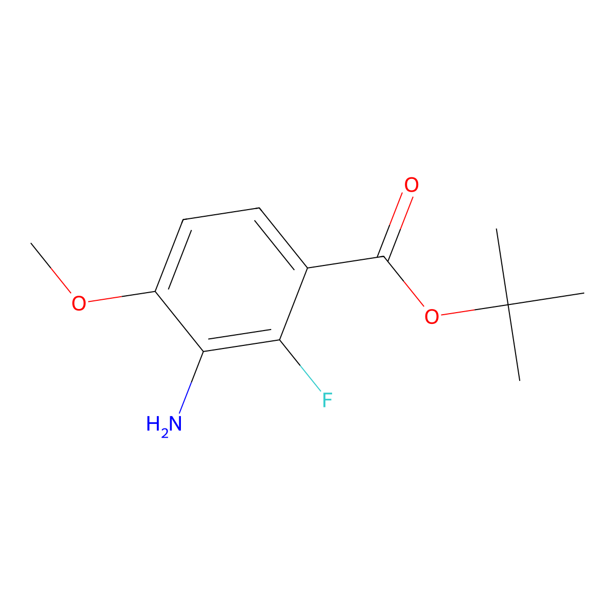 Tert-butyl 3-amino-2-fluoro-4-methoxybenzoate molecular structure, CAS 2172174-49-9