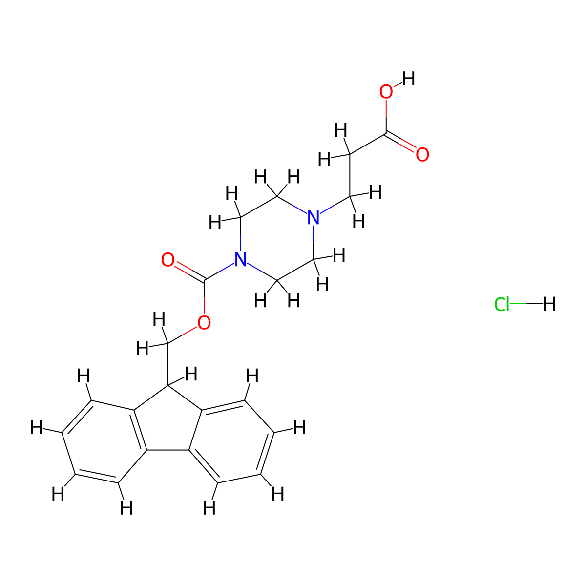 3-(4-{[(9H-fluoren-9-yl)methoxy]carbonyl}piperazin-1-yl)propanoic acid hydrochloride molecular structure, CAS 2172182-94-2