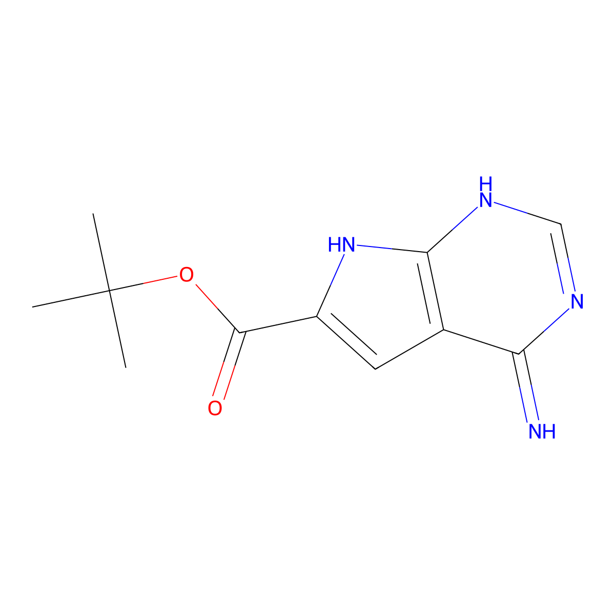 tert-butyl 4-imino-1H,4H,7H-pyrrolo(2,3-d)pyrimidine-6-carboxylate molecular structure, CAS 2172184-17-5
