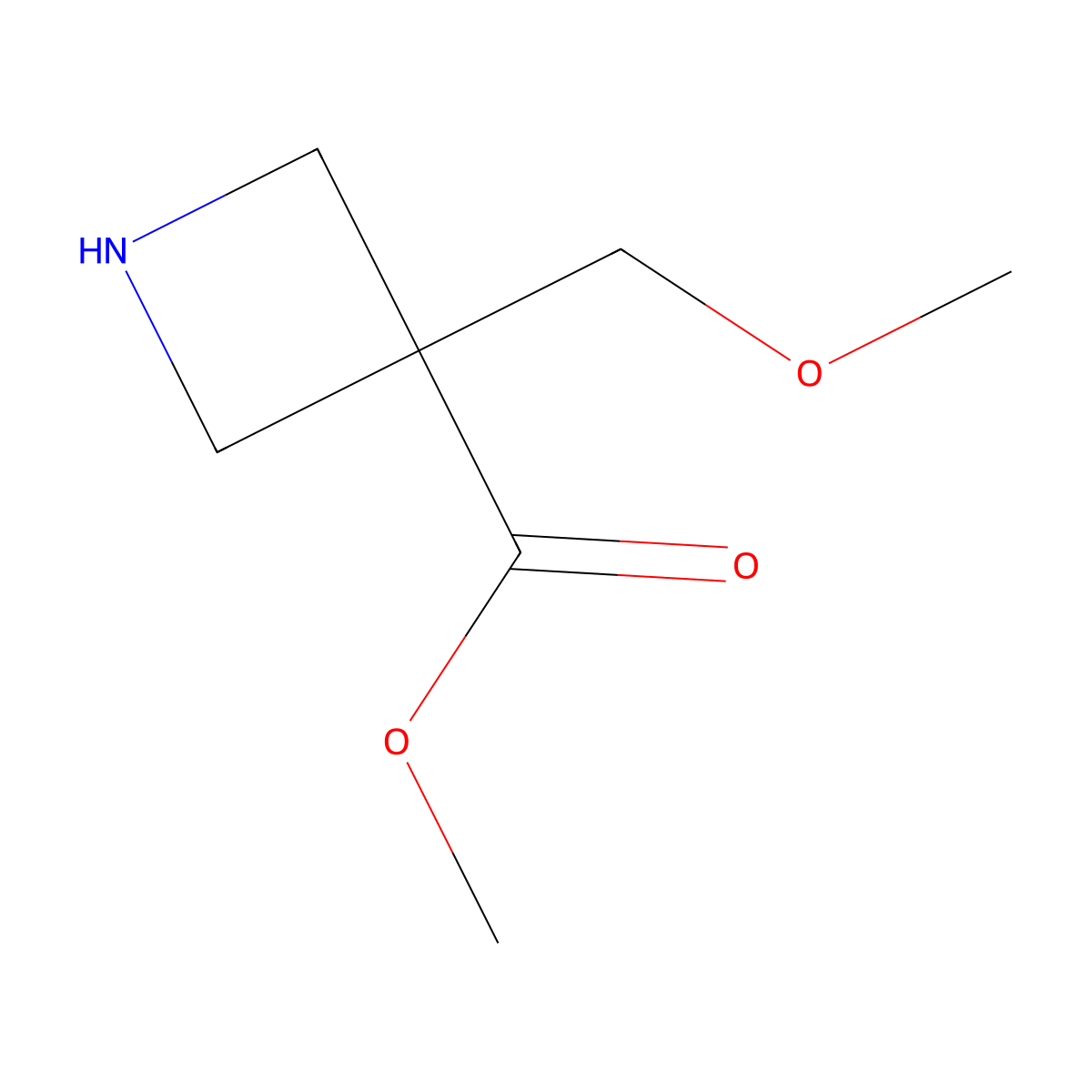 Methyl 3-(methoxymethyl)azetidine-3-carboxylate molecular structure, CAS 2172188-41-7