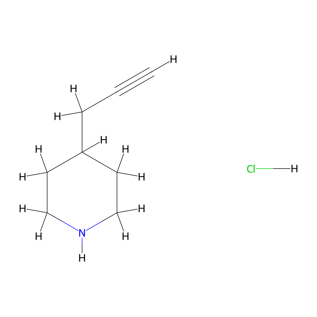 4-(Prop-2-yn-1-yl)piperidine hydrochloride molecular structure, CAS 2172188-51-9