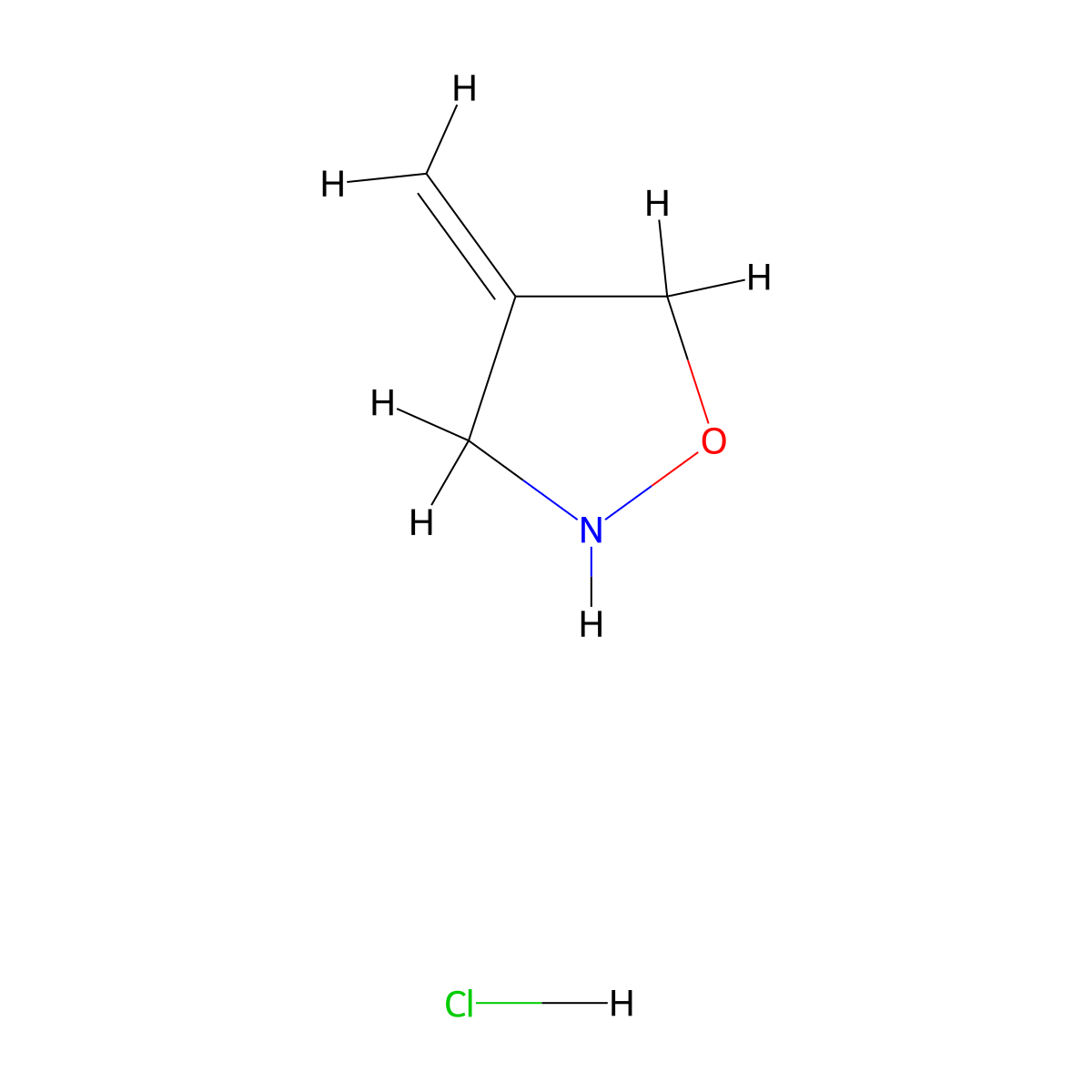 4-Methylidene-1,2-oxazolidine hydrochloride molecular structure, CAS 2172188-92-8