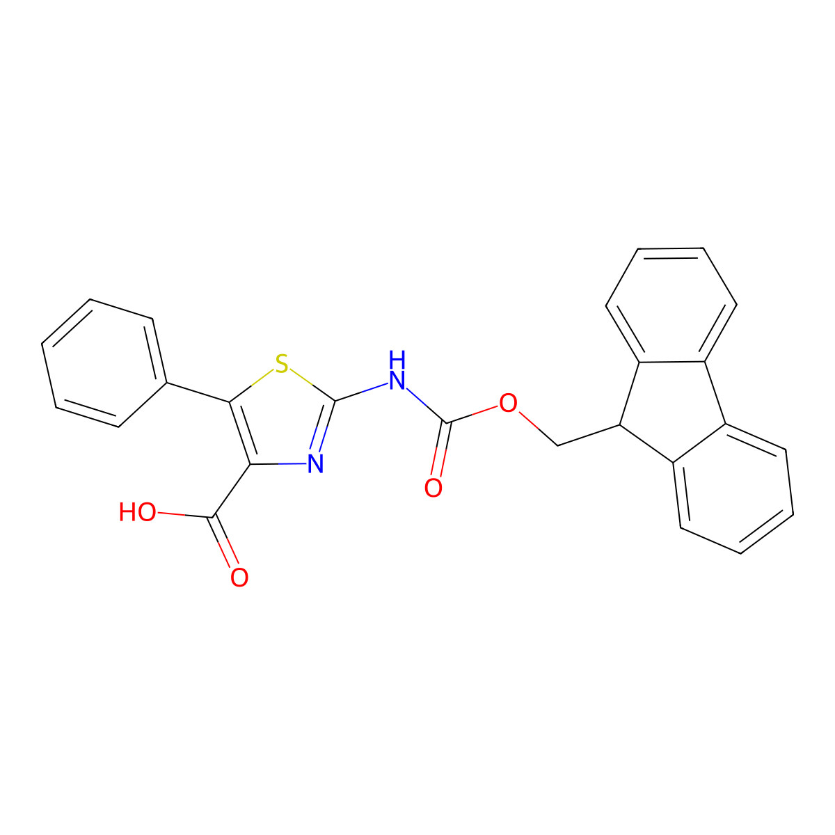 2-({[(9H-fluoren-9-yl)methoxy]carbonyl}amino)-5-phenyl-1,3-thiazole-4-carboxylic acid molecular structure, CAS 2172197-45-2