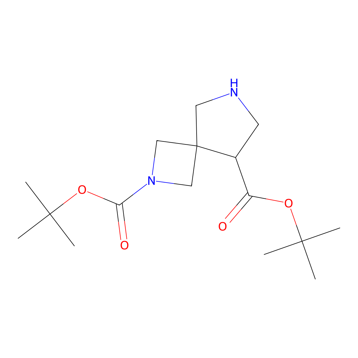 2,8-Di-tert-butyl 2,6-diazaspiro[3.4]octane-2,8-dicarboxylate molecular structure, CAS 2172202-04-7