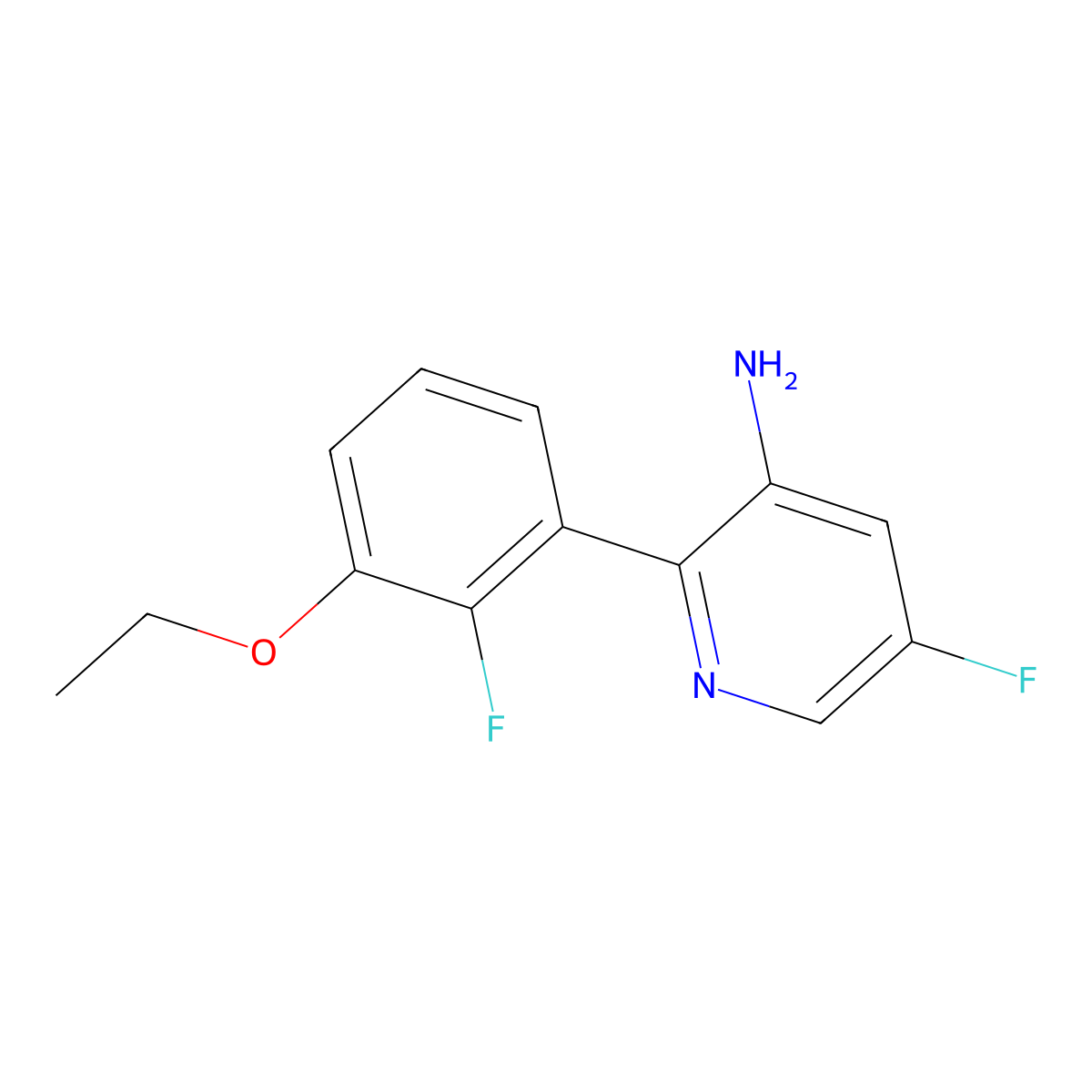 2-(3-Ethoxy-2-fluorophenyl)-5-fluoropyridin-3-amine molecular structure, CAS 2172204-07-6