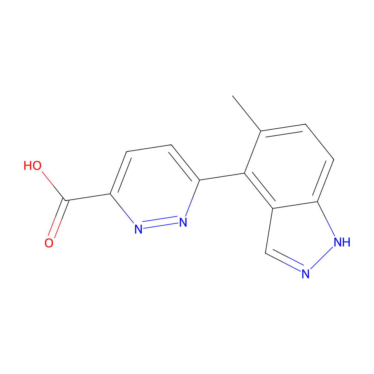 6-(5-methyl-1H-indazol-4-yl)pyridazine-3-carboxylic acid molecular structure, CAS 2172204-30-5