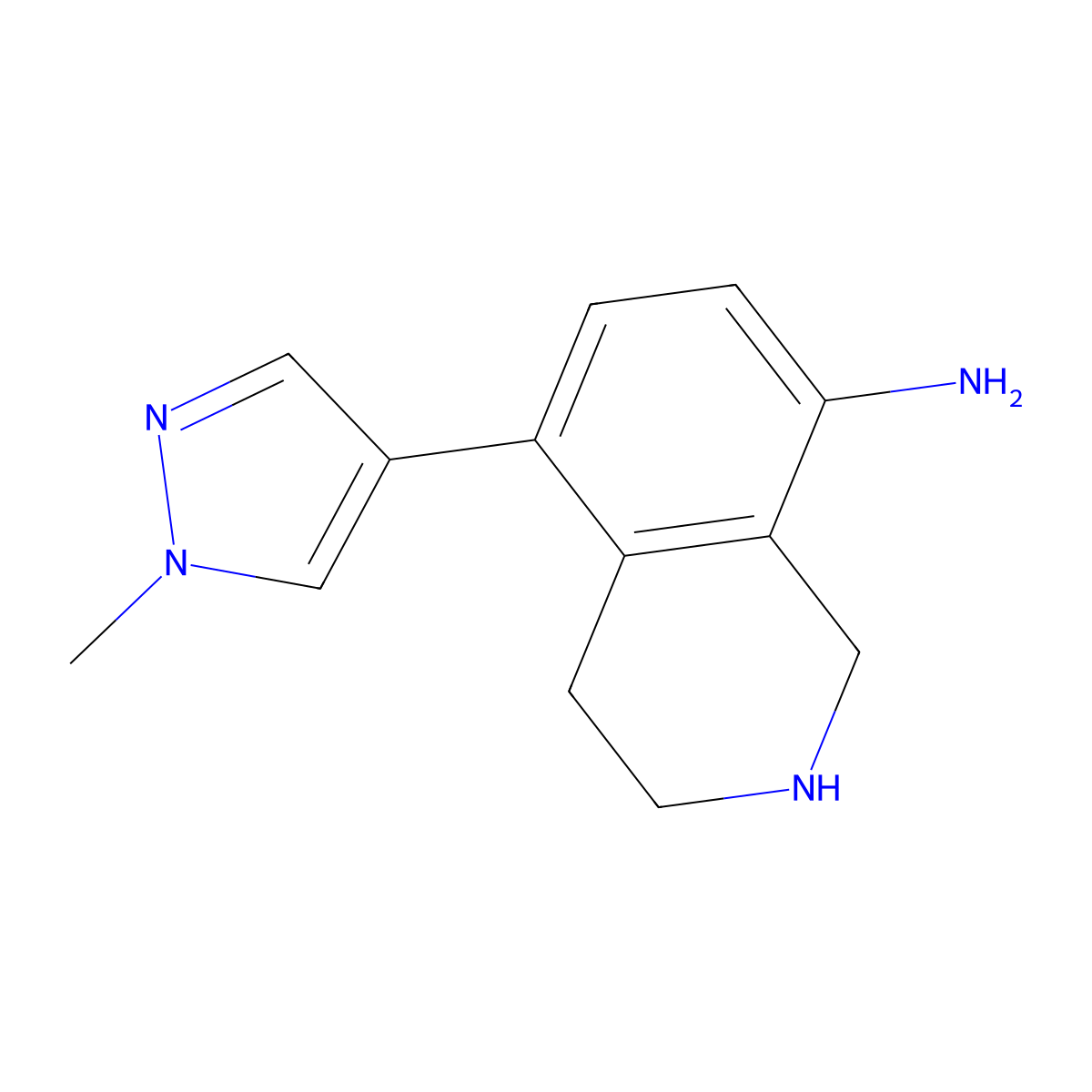 5-(1-methyl-1H-pyrazol-4-yl)-1,2,3,4-tetrahydroisoquinolin-8-amine molecular structure, CAS 2172205-92-2