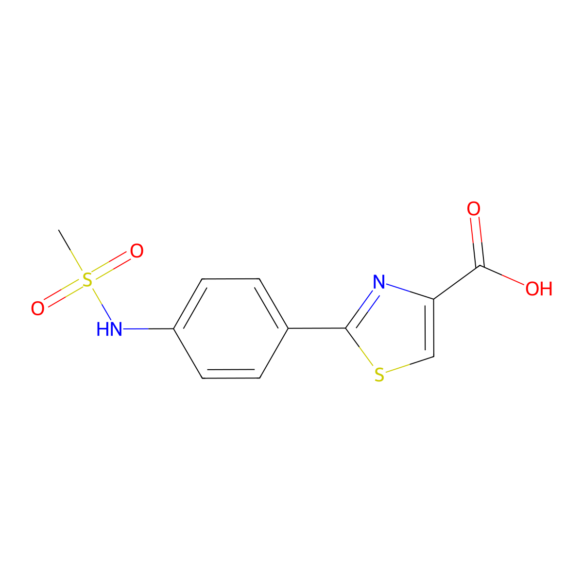 2-(4-Methanesulfonamidophenyl)-1,3-thiazole-4-carboxylic acid molecular structure, CAS 2172208-63-6
