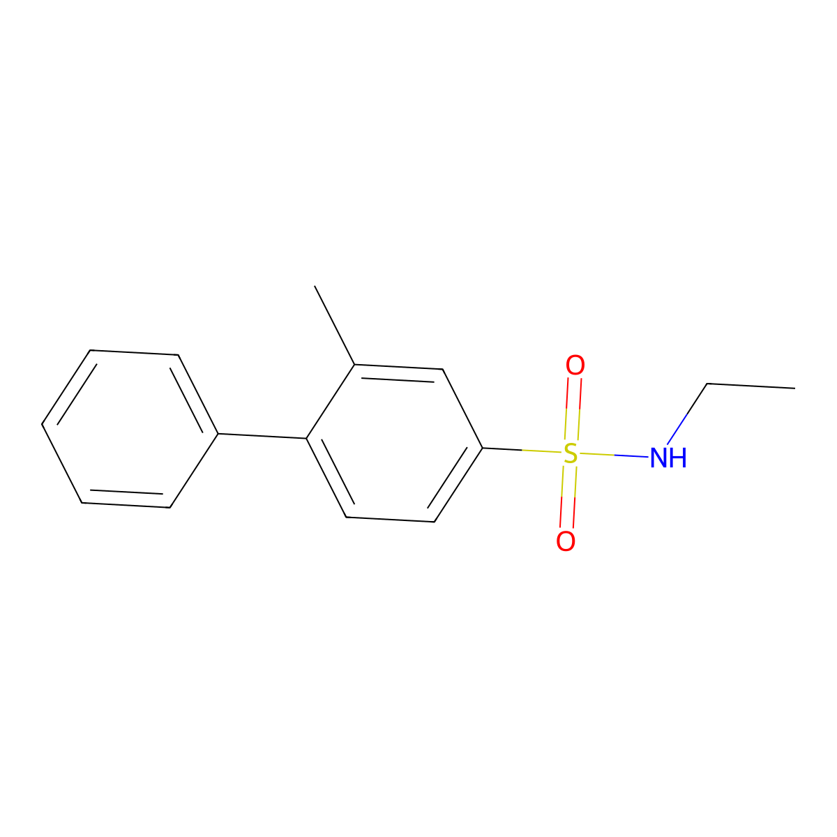 N-ethyl-3-methyl-4-phenylbenzene-1-sulfonamide molecular structure, CAS 2172208-73-8