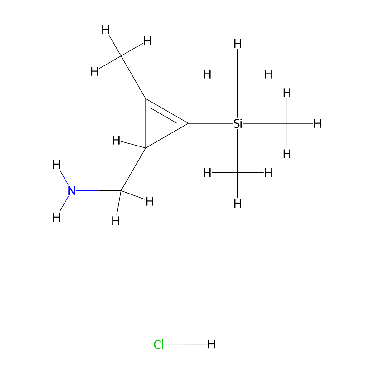 [2-Methyl-3-(trimethylsilyl)cycloprop-2-en-1-yl]methanamine hydrochloride molecular structure, CAS 2172212-79-0