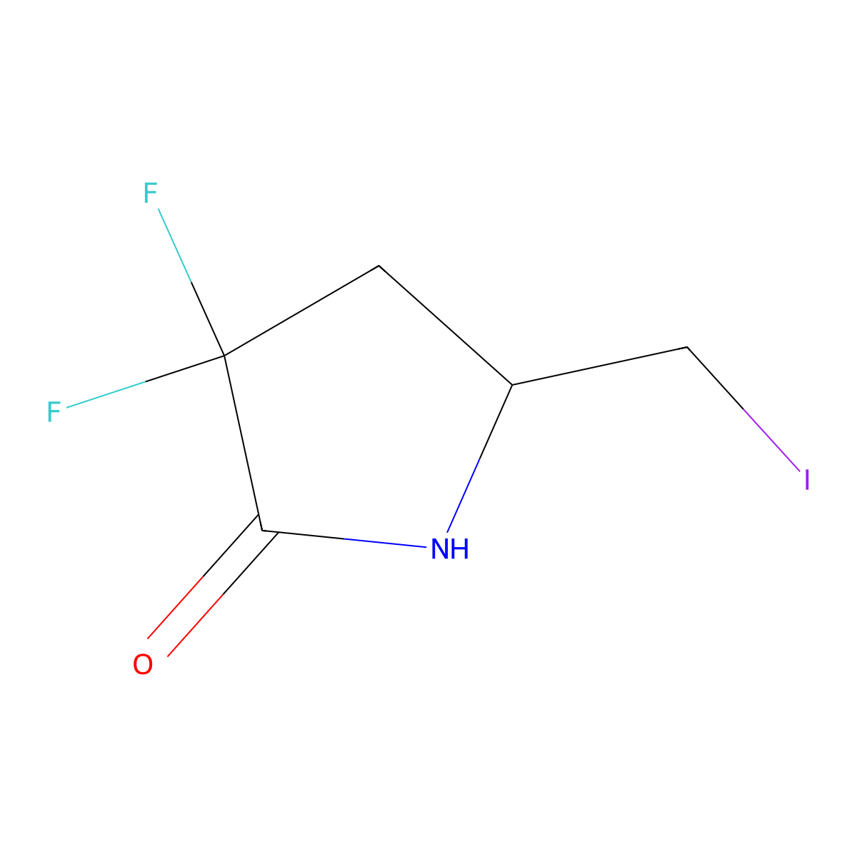 3,3-Difluoro-5-(iodomethyl)pyrrolidin-2-one molecular structure, CAS 2172214-89-8