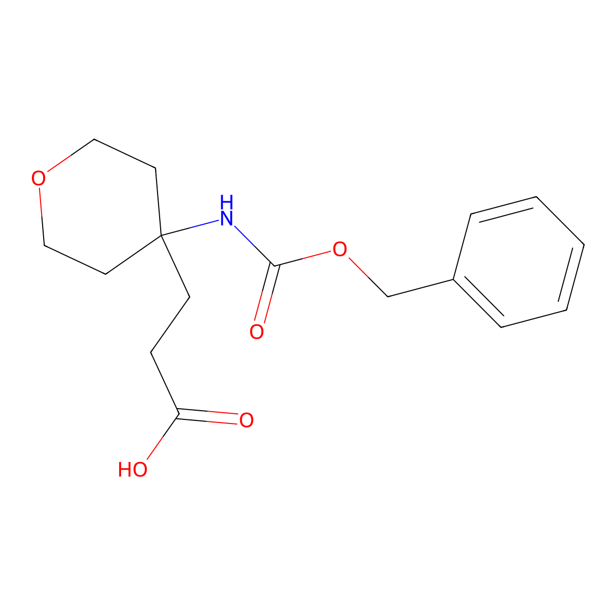 3-(4-{[(Benzyloxy)carbonyl]amino}oxan-4-yl)propanoic acid molecular structure, CAS 2172215-98-2
