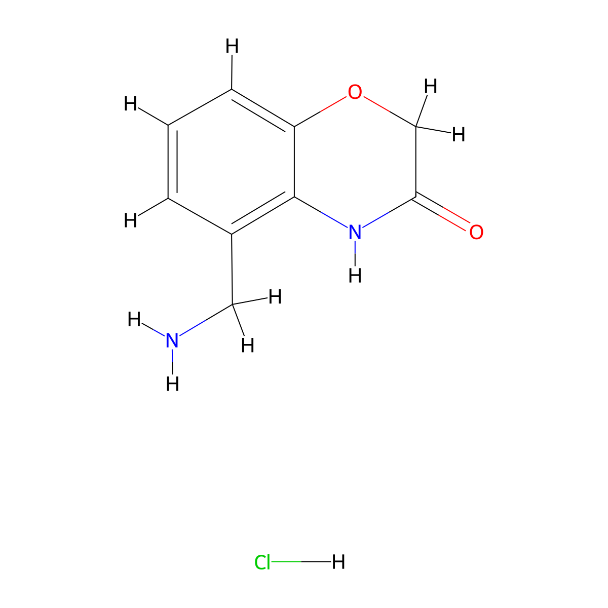 5-(Aminomethyl)-3,4-dihydro-2H-1,4-benzoxazin-3-one hydrochloride molecular structure, CAS 2172218-68-5