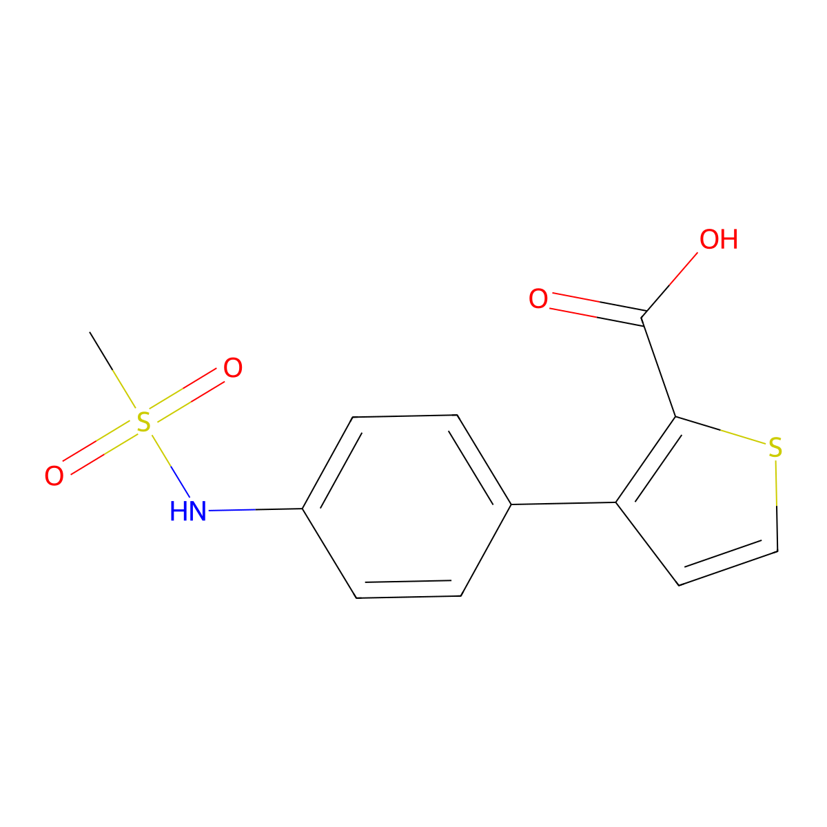 3-(4-Methanesulfonamidophenyl)thiophene-2-carboxylic acid molecular structure, CAS 2172218-77-6