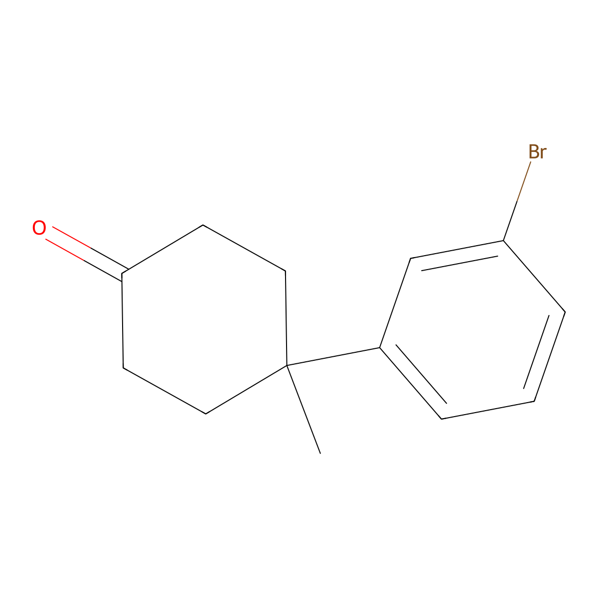 4-(3-Bromophenyl)-4-methylcyclohexan-1-one molecular structure, CAS 2172219-83-7