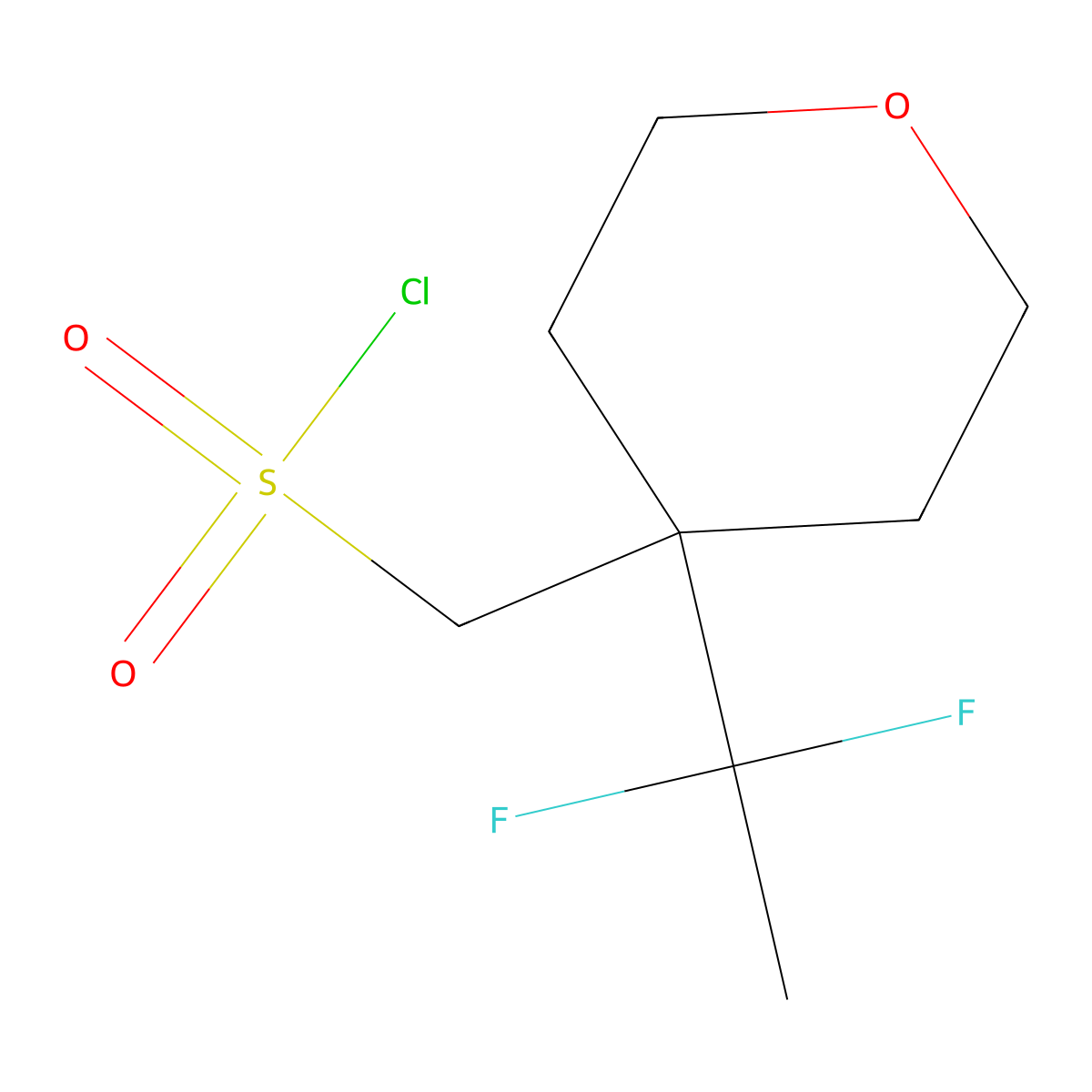 (4-(1,1-Difluoroethyl)oxan-4-yl)methanesulfonyl chloride molecular structure, CAS 2172221-41-7