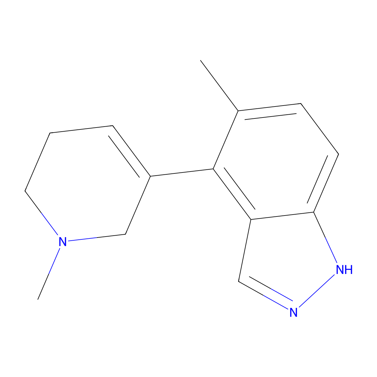 5-methyl-4-(1-methyl-1,2,5,6-tetrahydropyridin-3-yl)-1H-indazole molecular structure, CAS 2172221-80-4