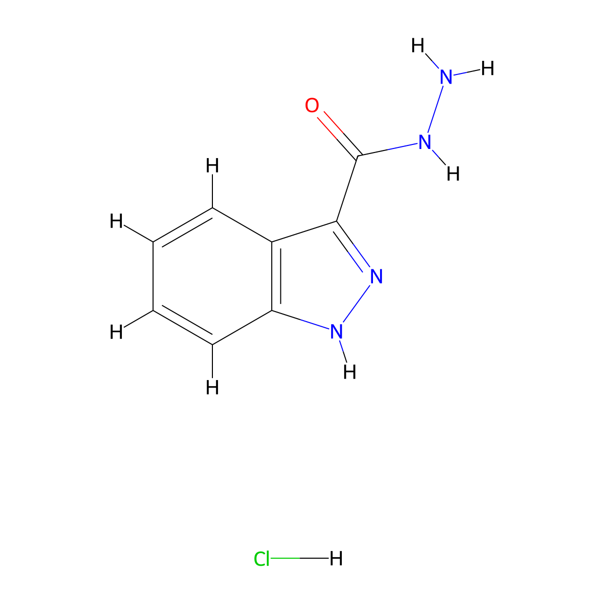 1H-indazole-3-carbohydrazide hydrochloride molecular structure, CAS 2172221-89-3