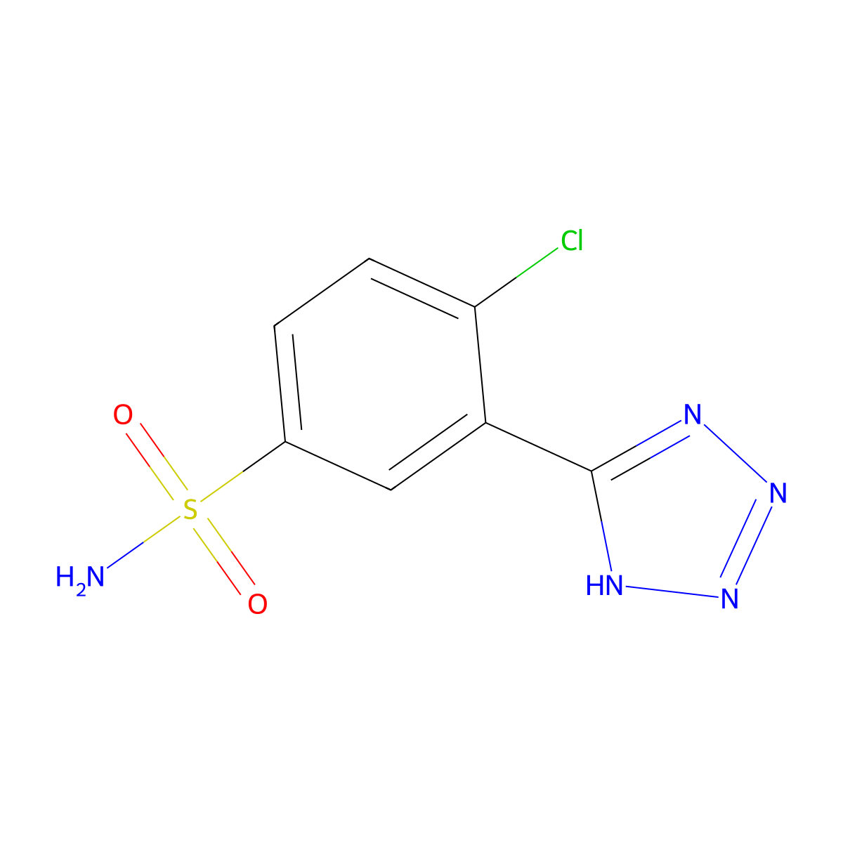 4-chloro-3-(1H-1,2,3,4-tetrazol-5-yl)benzene-1-sulfonamide molecular structure, CAS 2172224-96-1
