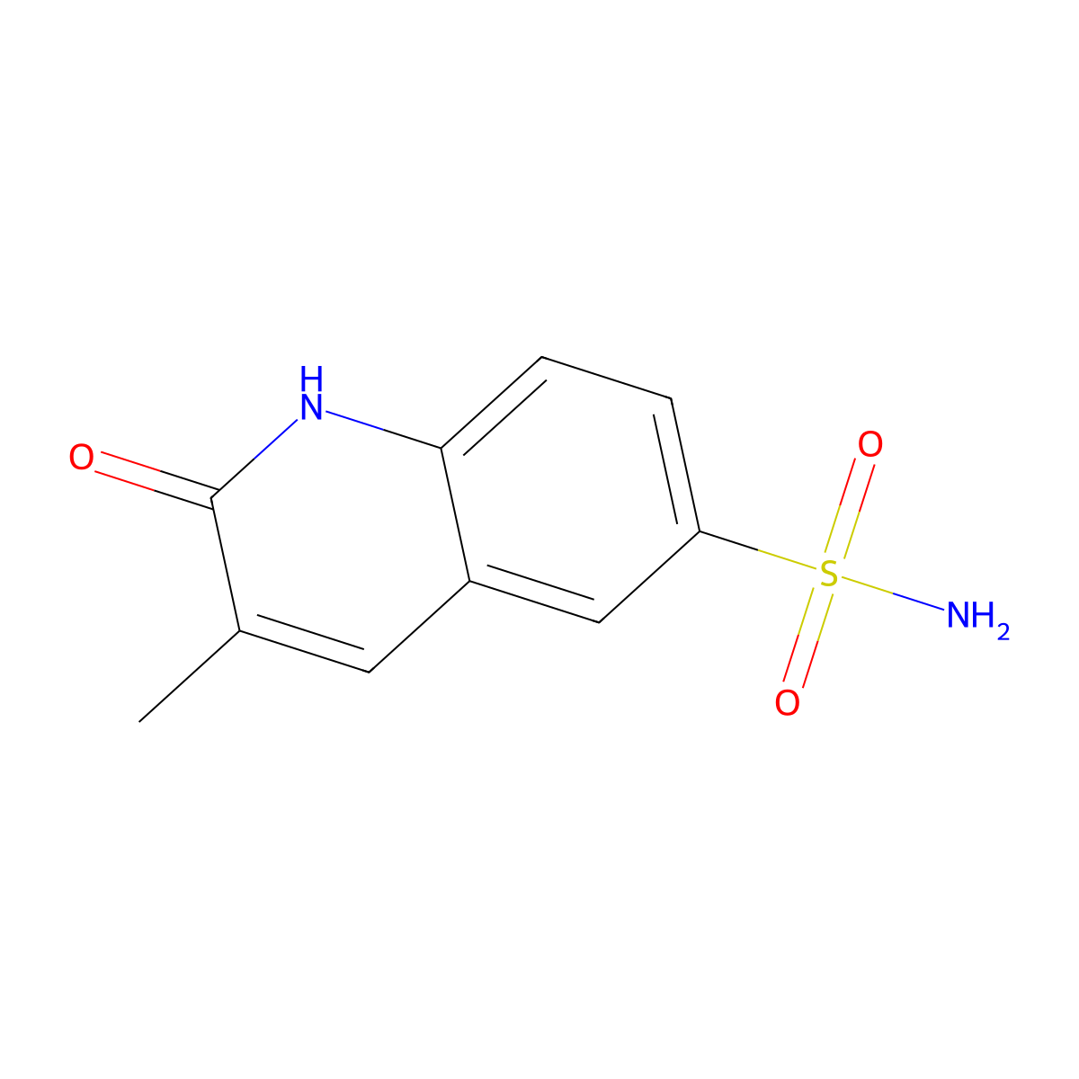 3-Methyl-2-oxo-1,2-dihydroquinoline-6-sulfonamide molecular structure, CAS 2172226-66-1