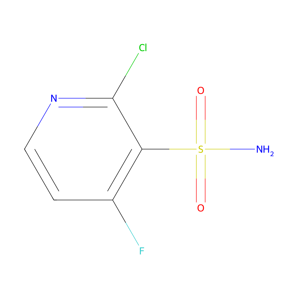 2-Chloro-4-fluoropyridine-3-sulfonamide molecular structure, CAS 2172226-67-2