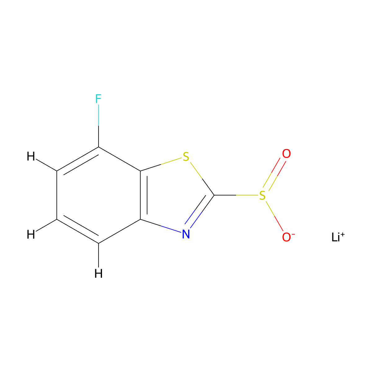 Lithium(1+) ion 7-fluoro-1,3-benzothiazole-2-sulfinate molecular structure, CAS 2172228-62-3
