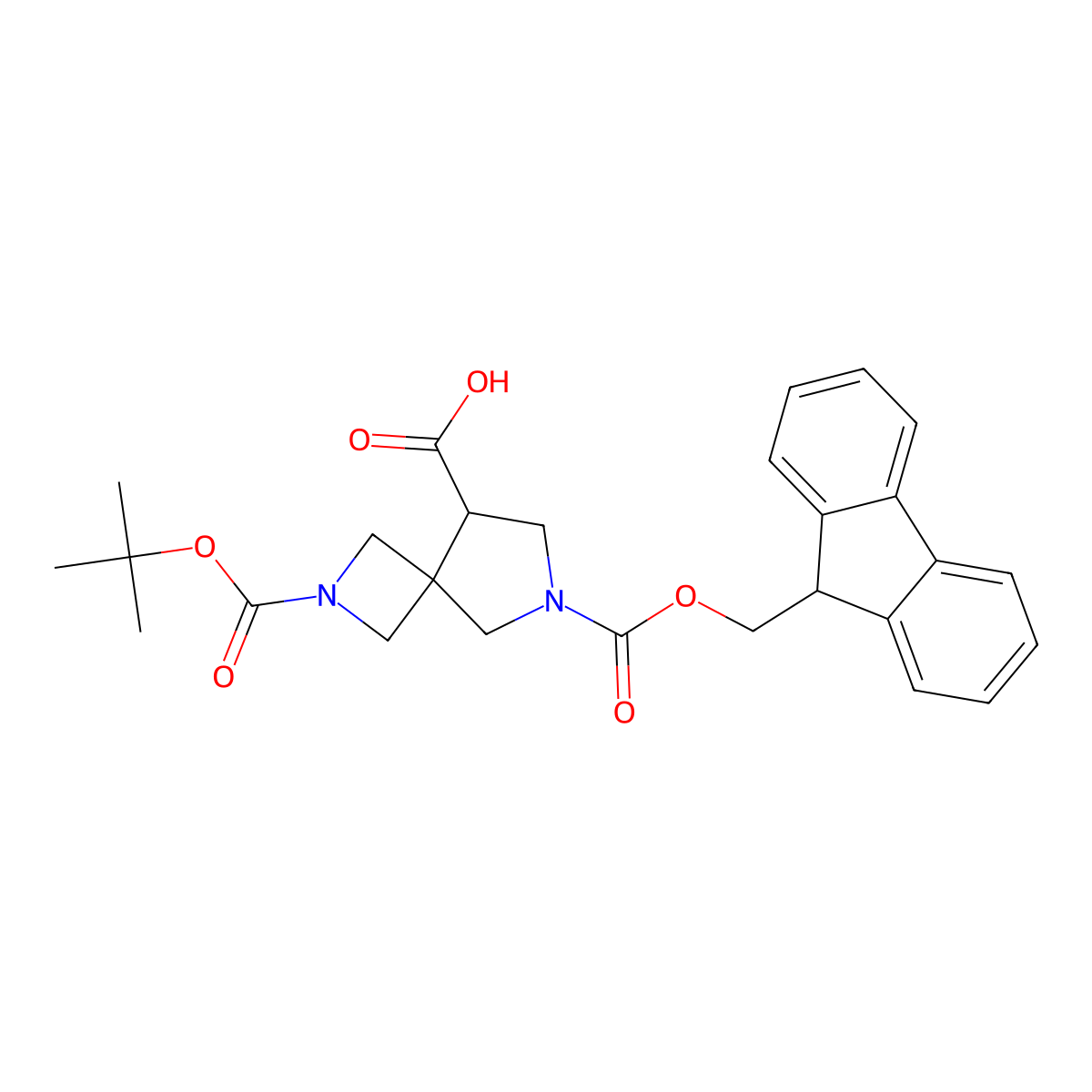 2-[(tert-butoxy)carbonyl]-6-{[(9H-fluoren-9-yl)methoxy]carbonyl}-2,6-diazaspiro[3.4]octane-8-carboxylic acid molecular structure, CAS 2172229-46-6